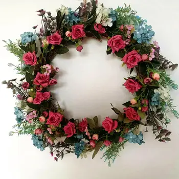 

Thanksgiving Artificial Flowers Wreath Lintel Simulation Rose Doors Decorated Christmas Flower Garland Ornaments Round-shaped