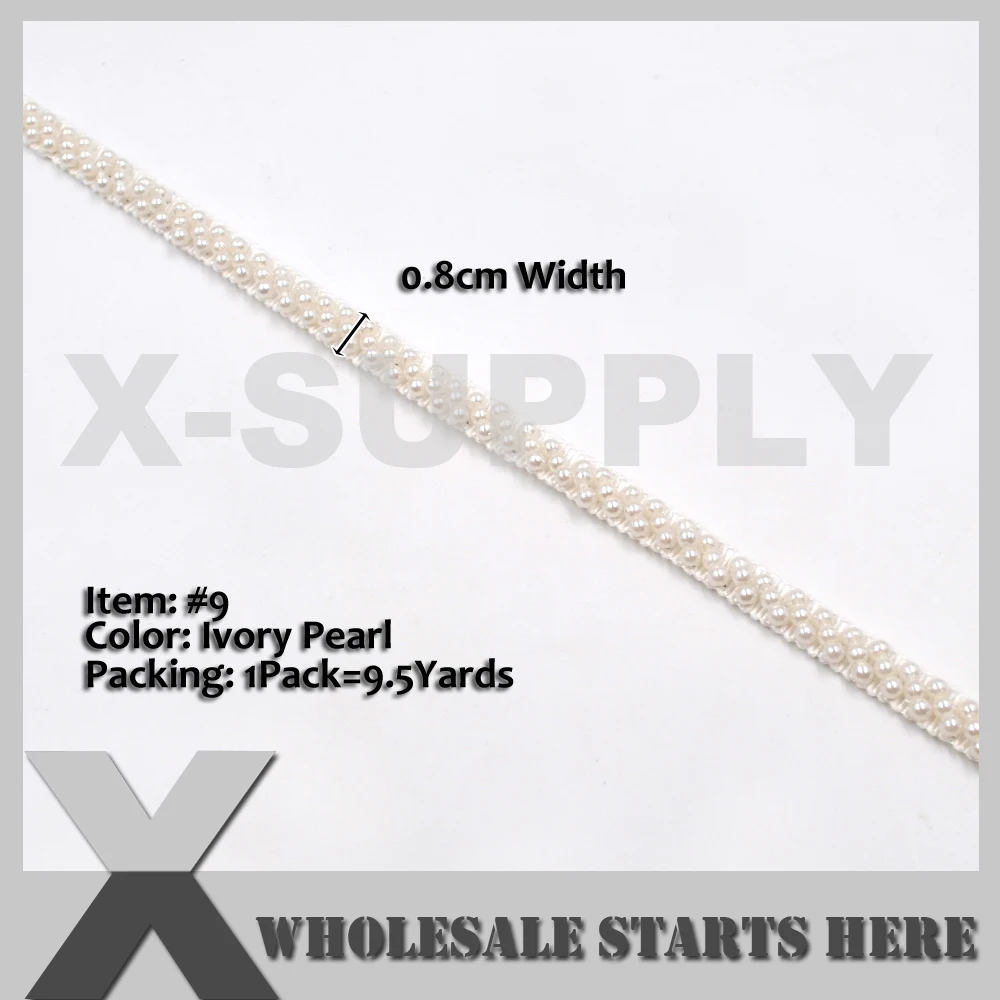 

Thin Offwhite Pearl Beaded Ribbon Tape Trim for Dress Decorations Hat DIY Sewing Craft Supply 9.5Yards/Lot