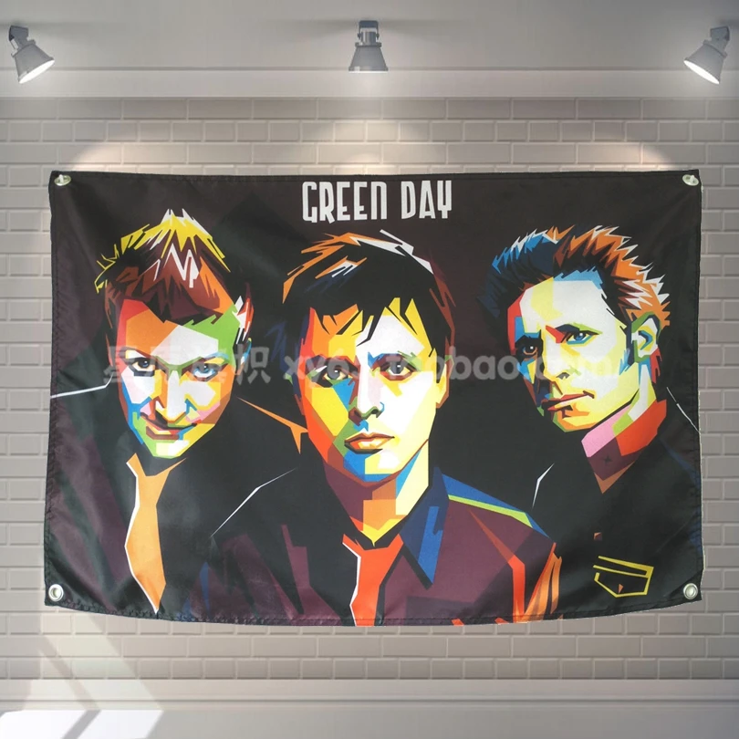 Большой баннер GREENDAY 56X36 дюймов постер с логотипом рок-группы в ретро стиле