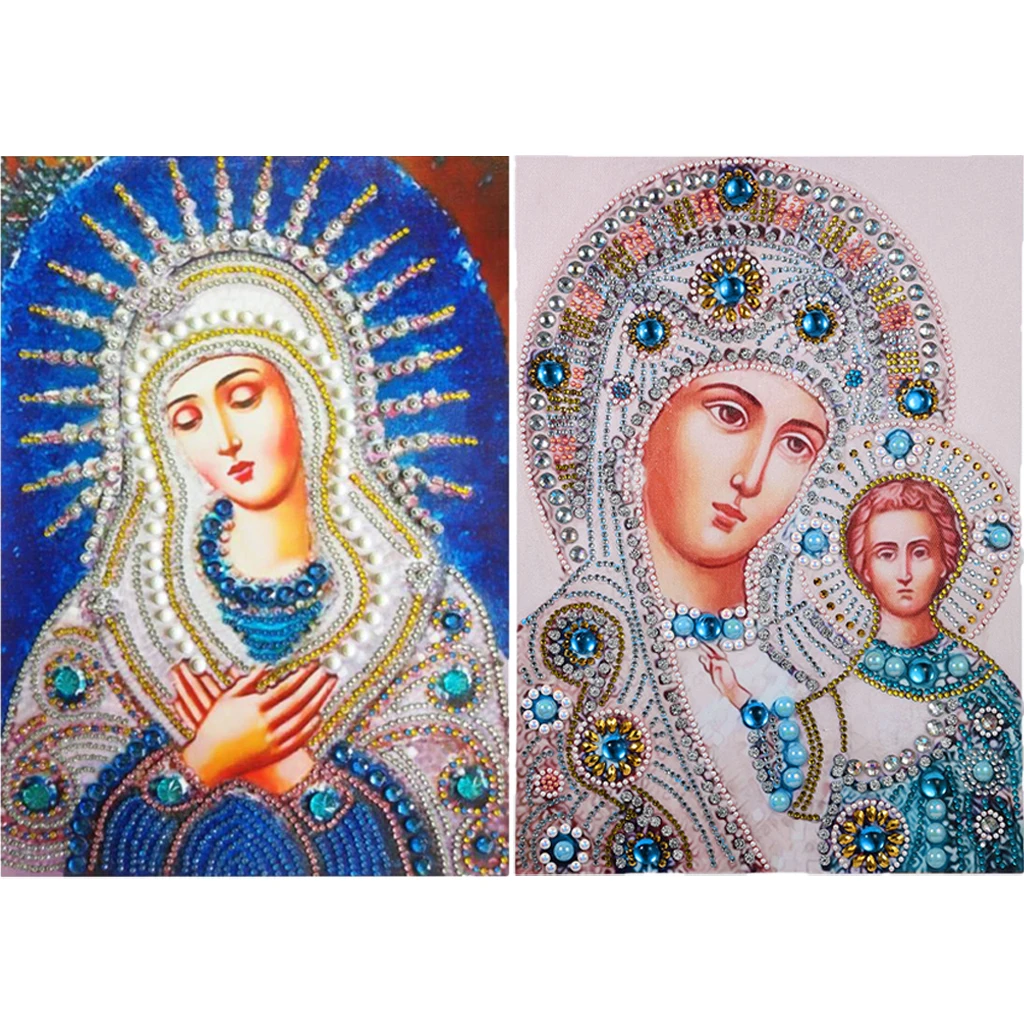 2 Set Special Shaped Religion Diamond Painting DIY 5D Partial Drill Crystal Cross Stitch Kits