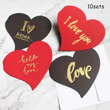 10sets Creative Heart-shaped Greeting Card Birthday Greeting Card Thank You Card Christmas Card jwhcj creative arts font thank you