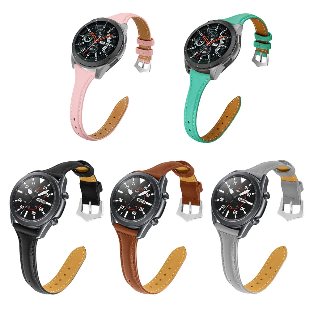

22mm Width Top Leather Watch Strap with Stainless Steel Buckle For Samsung Galaxy Watch 46mm/Gear S3 Classic & Frontier Smartwat