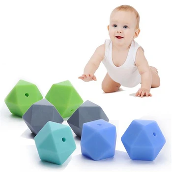 

50pcs 14mm Silicone Beads for Teether Geometric Hexagon DIY Chewing Jewelry Teethers Necklace/ Bracelet Baby Teether Accessorie