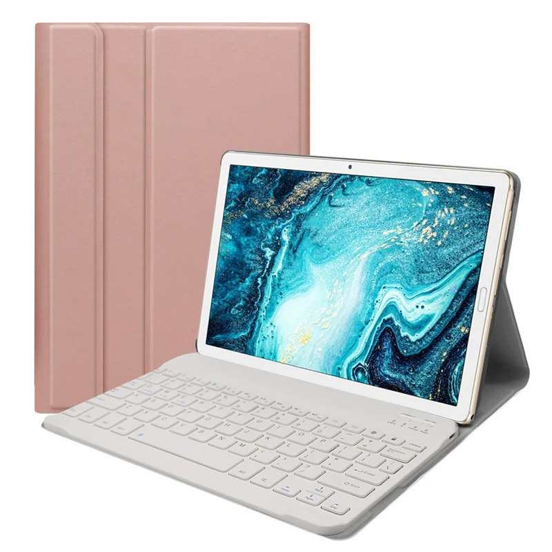 Кожаный чехол с клавиатурой Bluetooth для huawei Mediapad M6, 10,8 дюймов, чехол-подставка для планшета, съемный беспроводной чехол для клавиатуры - Цвет: Pink