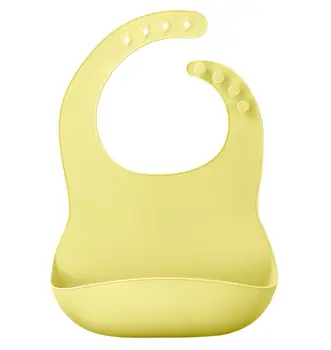 

Solid Color Baby Silicone Waterproof Bib with Pockets Feeding Saliva Towel Apron QX2D