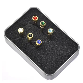 

Lots of 6pcs Bronze Alloy Universal Acoustic Guitar Bridge Pins Nut Crystal With Box