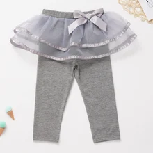 Г. Осенняя одежда для детей, для малышей, для девочек, юбка с бантом из сетчатой ткани, штаны узкие длинные штаны