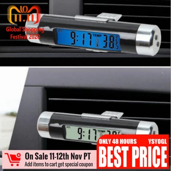 

Transparent liquid crystal display 2 in 1 Car Auto Thermometer Clock Calendar LCD Screen Clip-on Digital light Auto Accessories