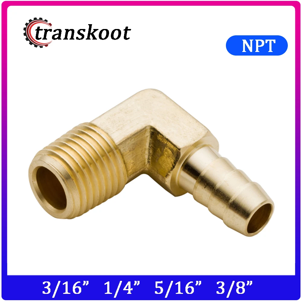 Brass Pipe 3/8" male x 1/4" male Fitting 90 degree adapter