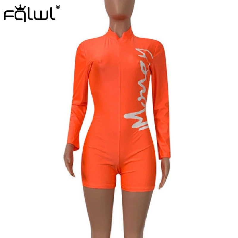 FQLWL Letter Print Black Summer Romper Biker Ladies Short Jumpsuit Female Long Sleeve Sexy Bodycon Jumpsuits Women Playsuit 2020 FQLWL Letter Print Black Summer Romper Biker Ladies Short Jumpsuit Female Long Sleeve Sexy Bodycon Jumpsuits Women Playsuit 2020