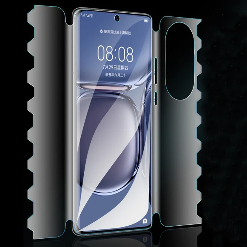 Гидрогелевая пленка 100D для Huawei P50 PRO P50pro + защита экрана 360 ° полное покрытие