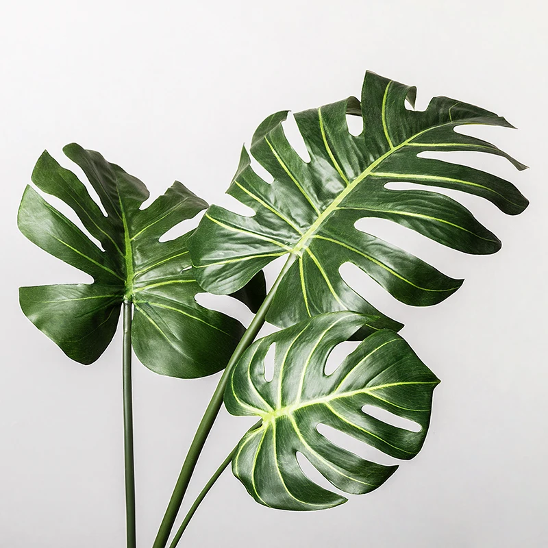 Grass Green Leafs Decorating Artificial Plants Faux Leaves Fake Tropical Greenery Garden Decoration Turtle Leaf | Дом и сад