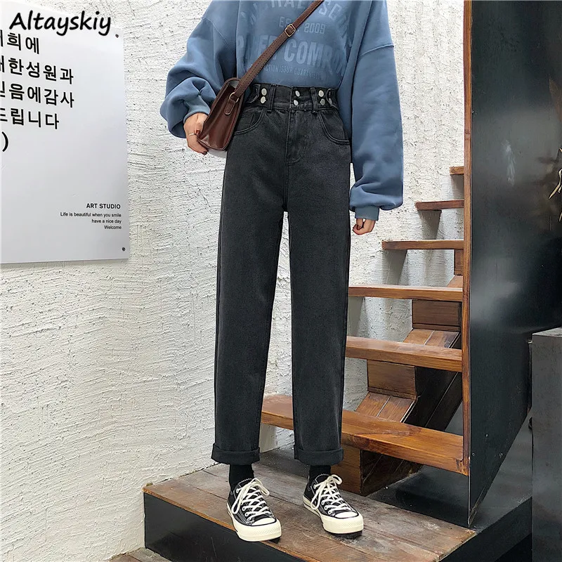 Женские джинсы, модная новинка, Женская высокая талия, полная длина, Ретро стиль, уличная одежда, женские брюки, тянущиеся, повседневные, тонкие, бойфренд, Harajuku