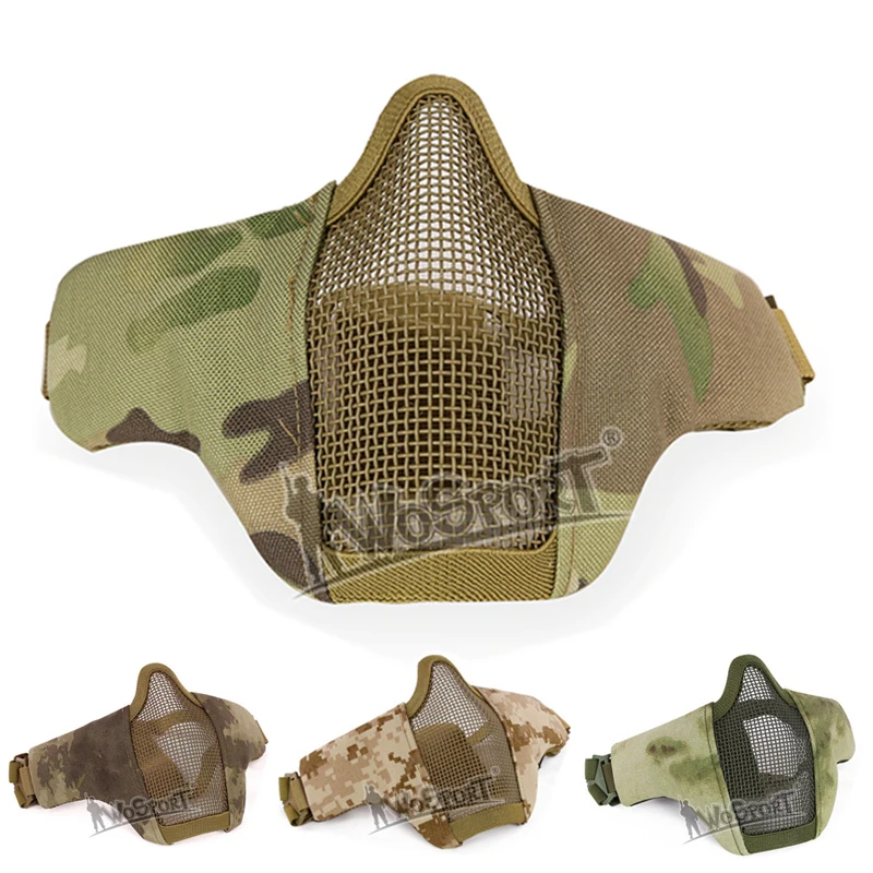 

Adjustable Tactical Half Face Mask Metal Mesh Face Protective Mask Airsoft Paintball Shooting Combat Masks