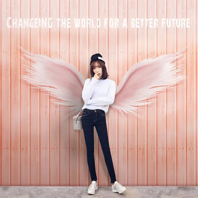 

3D Nordic Pink Wing qiang zhi wang Red INS Bedroom Wall Wallpaper Clothing Store Tea Shop Wall