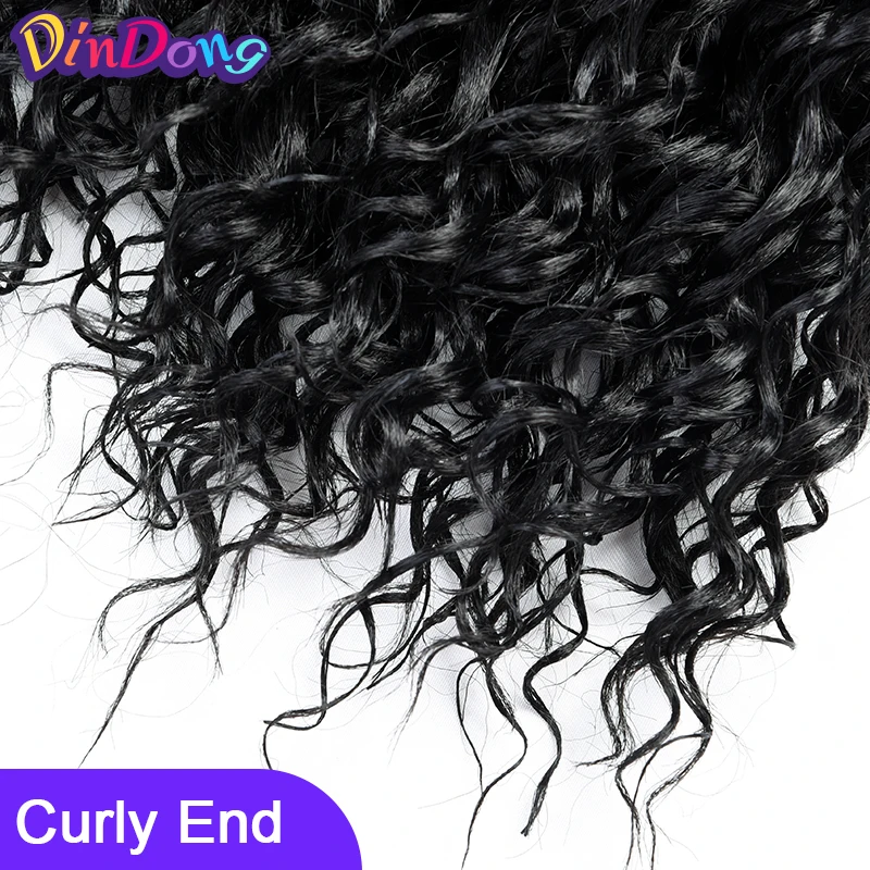 DinDong 18 inch Box Braids With Curl Synthetic Bohemian Box Braiding Ombre Messy Goddess Crochet Hair Extensions For Women