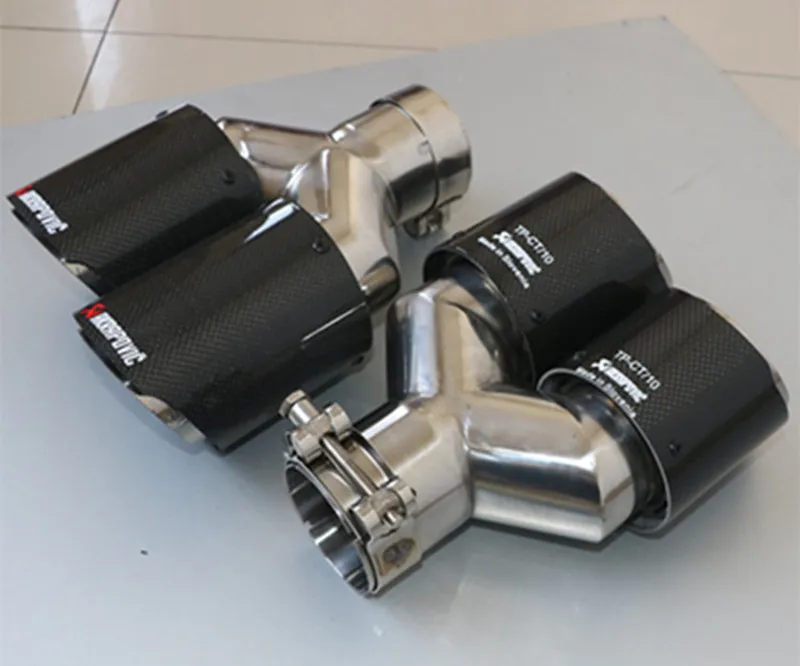 2 шт. двойной нержавеющий Akrapovic автомобильный наконечник глушителя на входе 76 мм на выходе 101 мм Автомобильный Стайлинг глушитель наконечник
