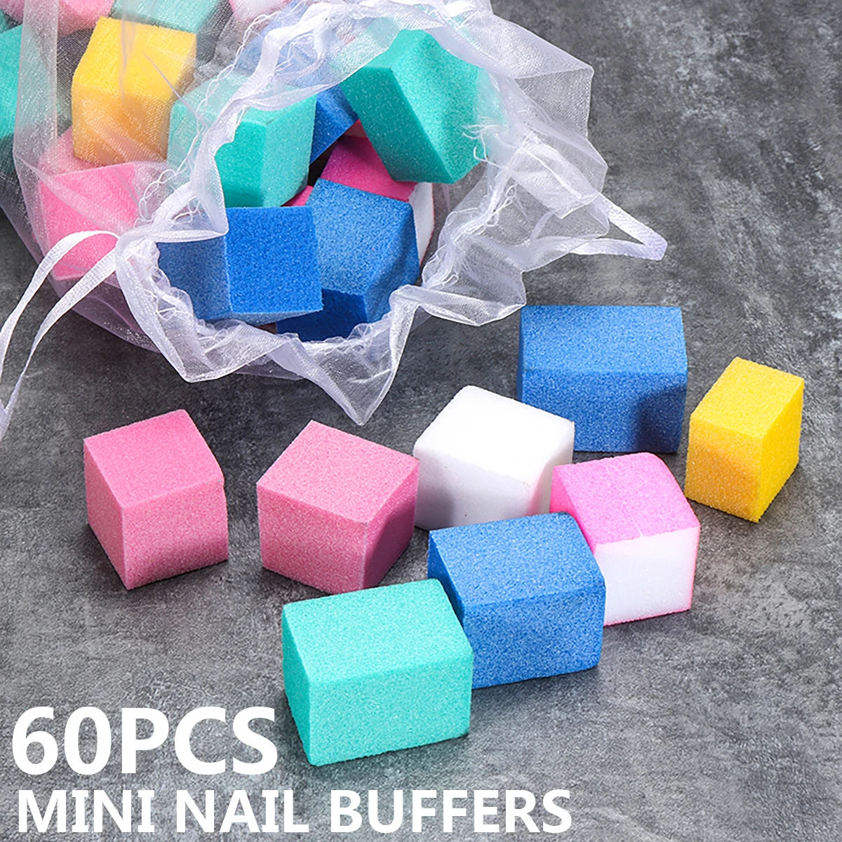 

60pcs Mini Nail Grinding Files Blocks Sanding Sponge Nail Polish Sanding Buffers Strips Double-sided Nail Art Tool