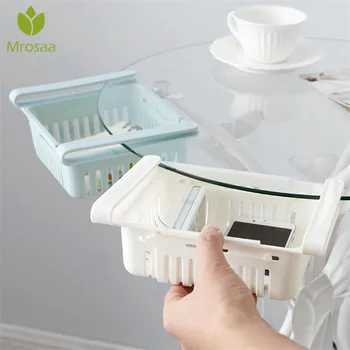 

Kitchen Organizer Adjustable Kitchen Refrigerator Storage Rack Fridge Freezer Shelf Holder Pull-out Drawer Organiser Space Saver