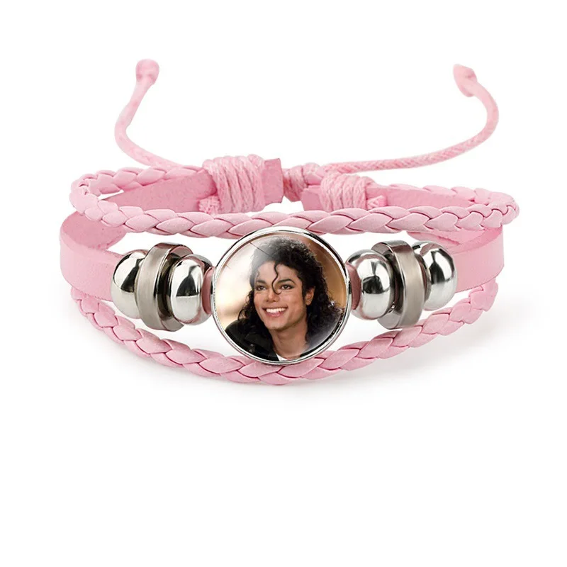 Punk Style Multi-layer Handmade Leather Bracelet Pop Dancing King Charms Glassball Pendant Leather Bracelets