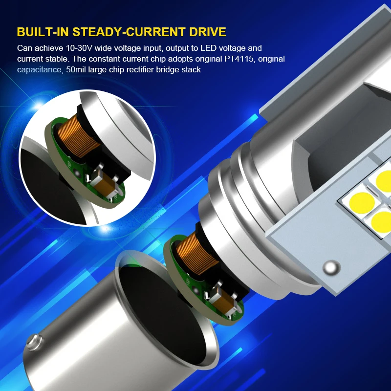 EURS 1X 1156 P21W BA15S 3030-12smd Len 1157 BAY15D BA15D 6000K  7W 10-30V 2400LM Led ڵ  ڵ   ĸ 