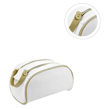 

1Pc Waterproof PU Cosmetic Bag Makeups Pouch 2 Layer Bag Cosmetic Holder Make Up Organizer (White)