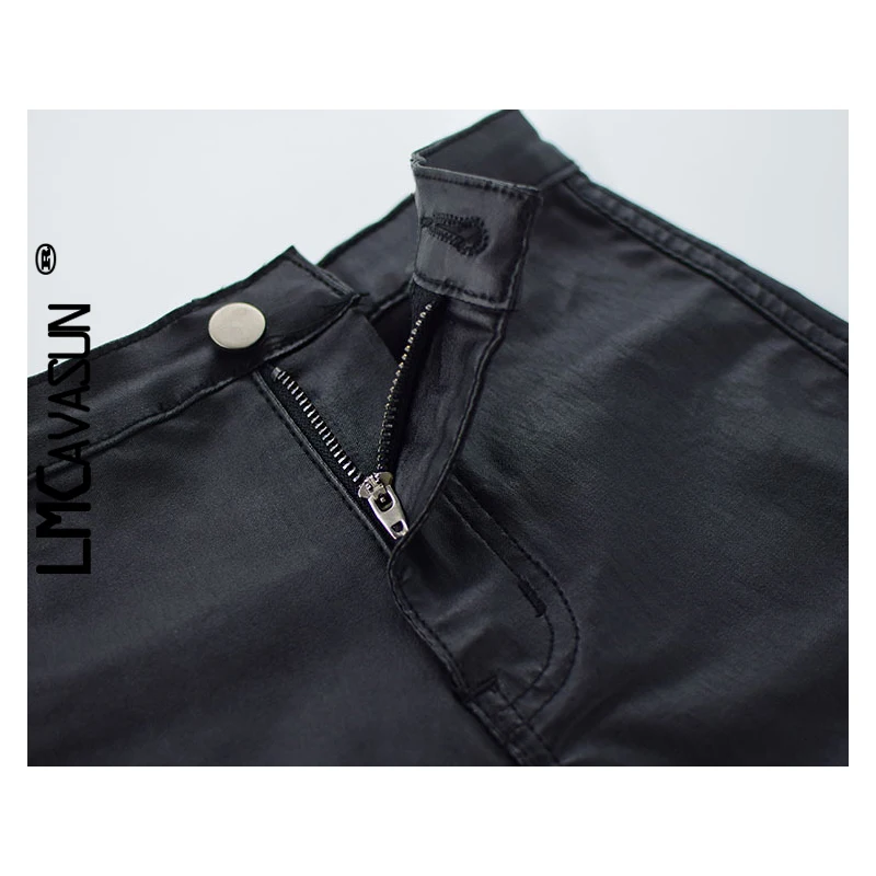 LMCAVASUN/шорты из искусственной кожи с высокой талией, корейская мода, черные весенне-осенние женские шорты, крутые облегающие шорты для работы и вечеринки, женские шорты