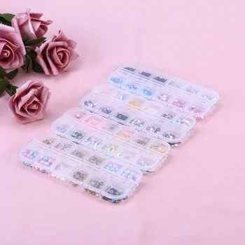 

4pcs 12 Grids Nail Art Decor Rhinestones Crystal Nail Art Accessories Nail Studs Nail Drill for Nail Salon Home DIY Nail Art