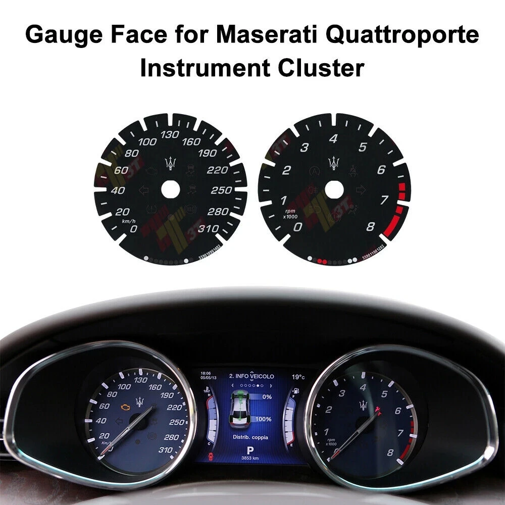 

Gauge Face for Maserati Quattroporte Ghibli Levante Instrument in Color Black Red Yellow