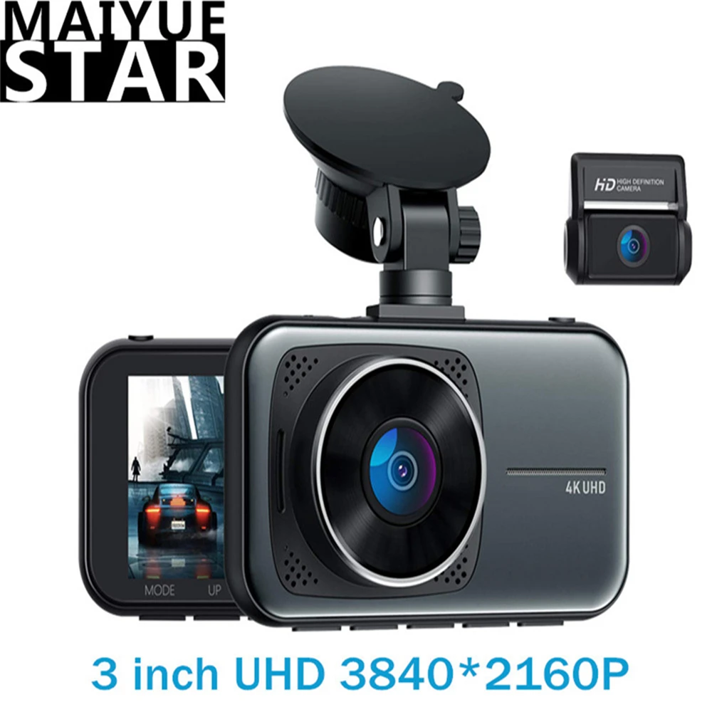 4K Dash Cam 3 &quotДвойной объектив Видеорегистраторы для автомобилей 3840*2160