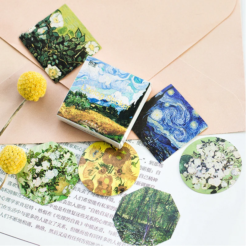 

45Pcs/box Vintage Van Gogh's Paintings Sticker Scrapbooking Creative DIY Bullet Journal Decorative Adhesive Labels Stationery