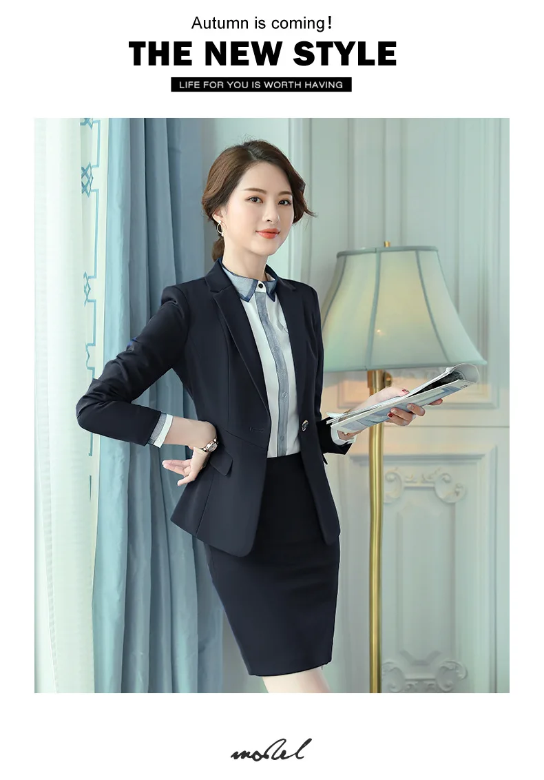 Skirt suit Женский костюм осень и зима новая мода высококлассный темперамент профессиональная одежда Дикий костюм брюки юбка Женский костюм из двух частей - Цвет: Skirt suit