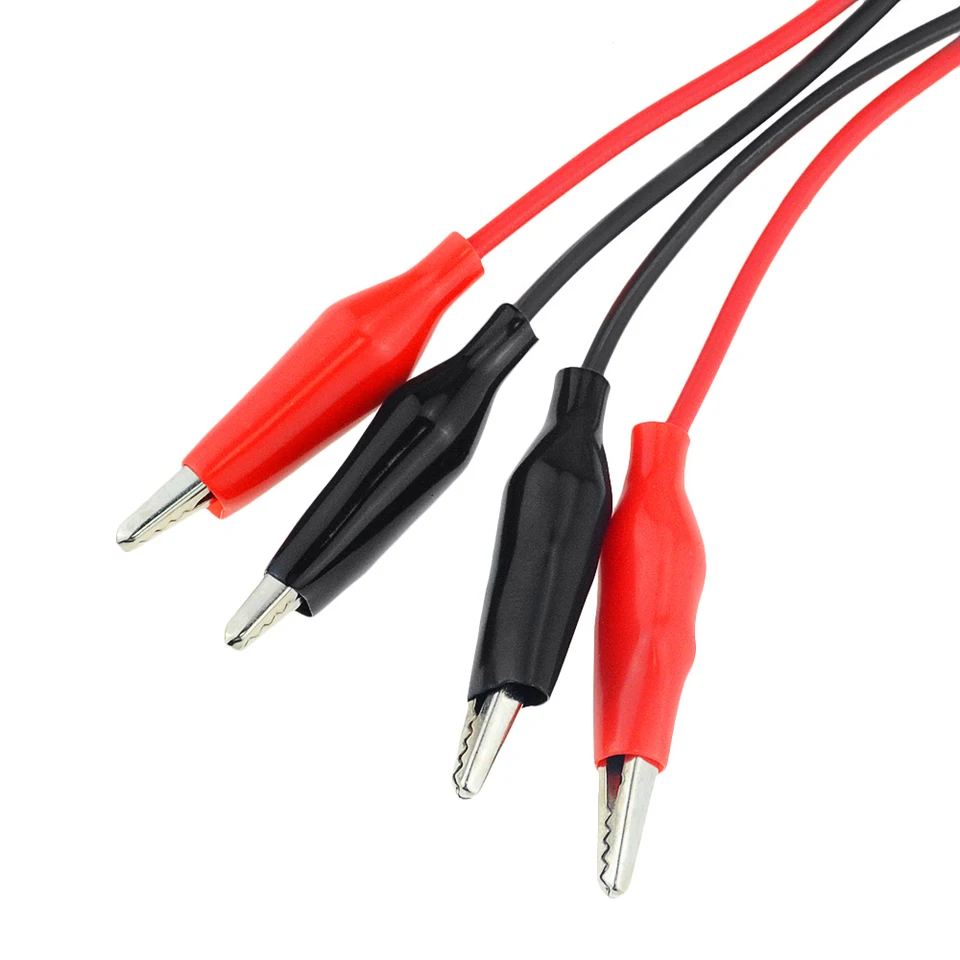 Electronica Pinzas De Cocodrilos De Doble Extremo Clips De Prueba De Cables De Prueba Eléctricos Cable De Puente Eléctrico 100CM 39.37in Clip Pinzas Cocodrilo