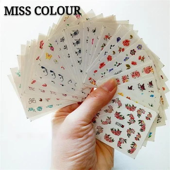 

50 sheet Not duplicate Watercolor Floral Flower Sticker Nail Decal Set Rose DIY Design Gel Manicure Decor Water Slider Foil