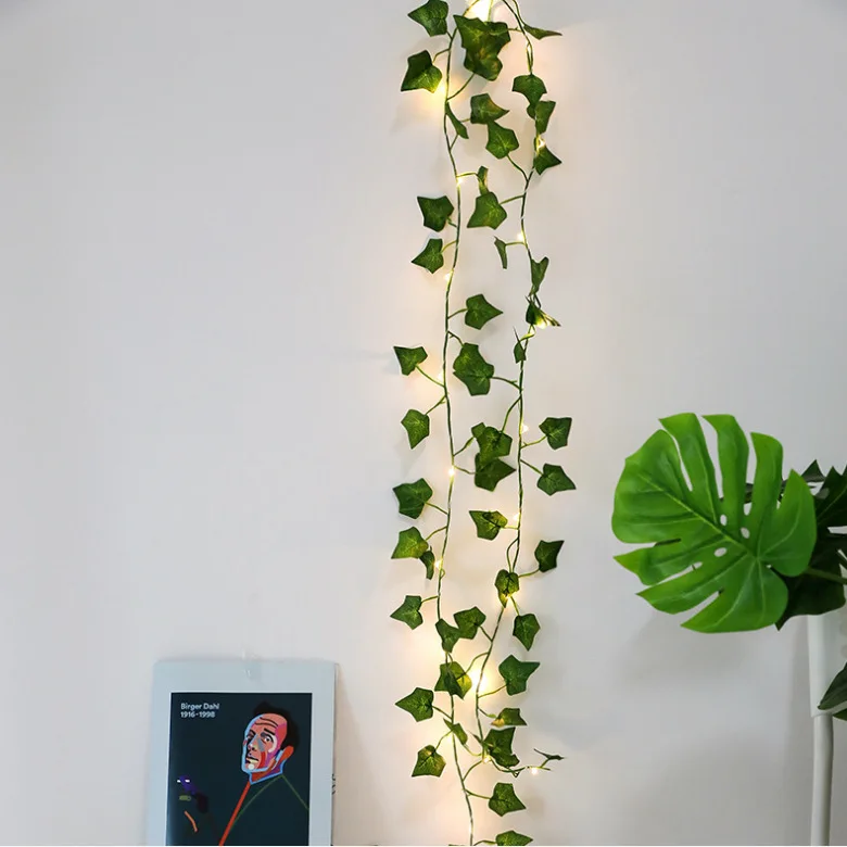 2 м искусственные растения светодиодный светильник Creeper зеленый лист плюща лоза для дома свадебный Декор лампа DIY подвесное освещение сада двора