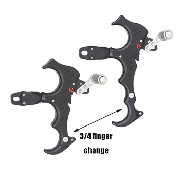 

360 Degree Rotate Clamp Compound Bow Release Aids 3 / 4 Fingers Automatic Close Fit Left and Right Hand for Archery Hunting