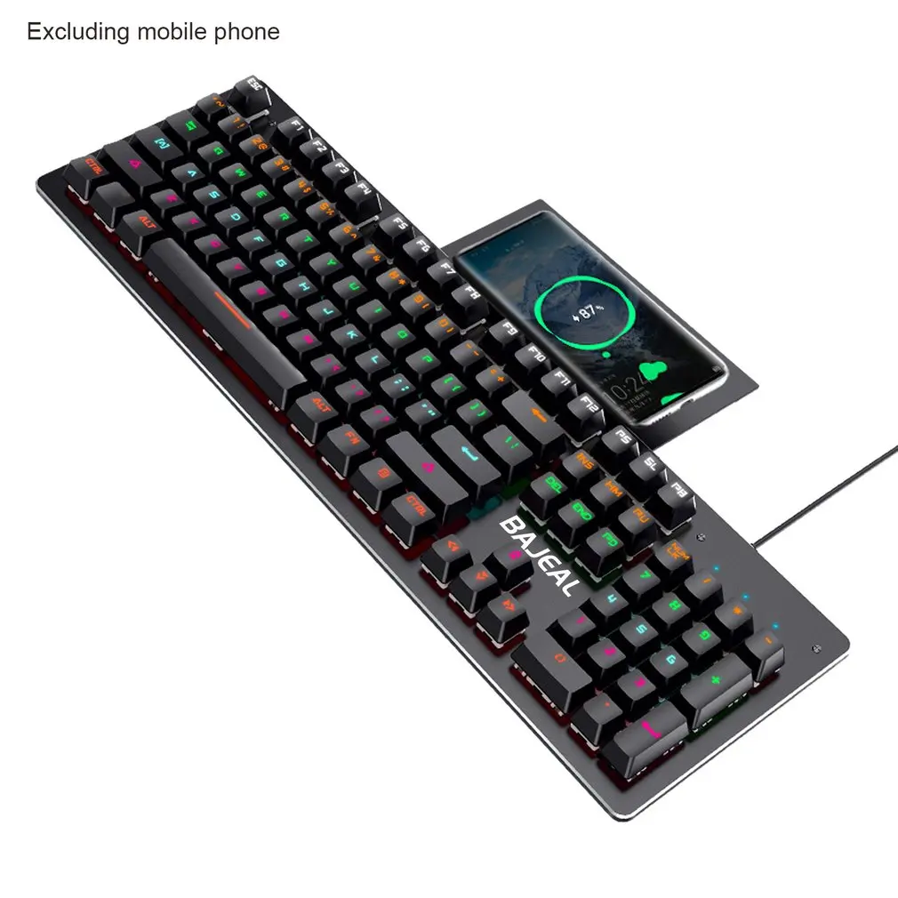 

Игровая механическая клавиатура с цветной RGB-подсветкой, беспроводная клавиатура с защитой от фиктивных нажатий, светодиодсветодиодный USB-клавиатура для геймеров, ПК, ноутбуков