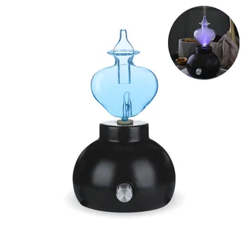 

Household Ceramic Glass Pure Essential Oils Diffuser Aromatherapy Air Fog Nebulizer Humidifier with Light for Badroom Black