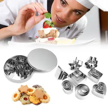 

24pcs/Set Bakeware Set Chocolate Fondant Tool Cake Mold Cookie Cutter Star Pastry Geometric Shape Kitchen Creative Reusable