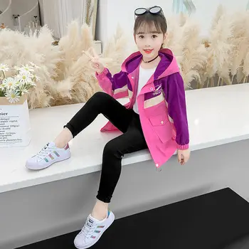 

Exquisite Spring Autumn Children's Windbreaker 2021 New Girls Trench Coats Windbreaker Teens Coat Fashion Hooded Winter Jacket