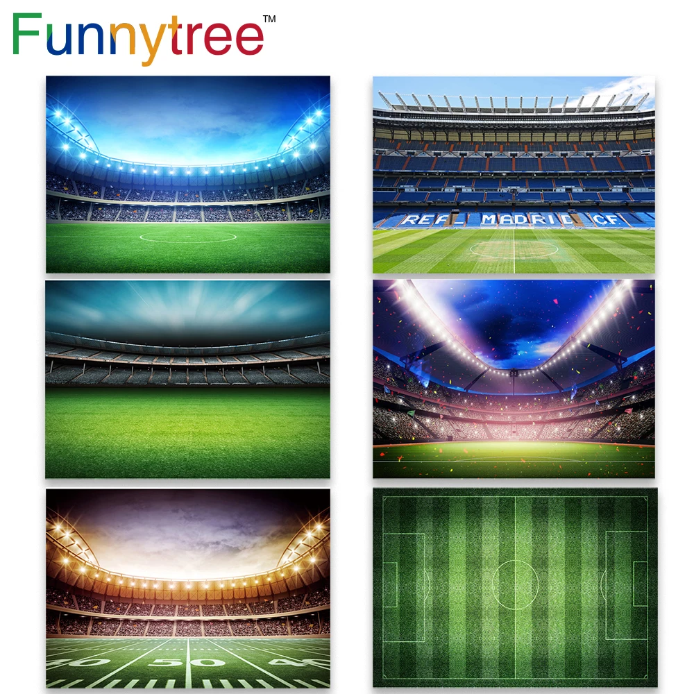 Фон Funnytree для фотостудии мальчиков с изображением футбольного поля матча ФК Реал