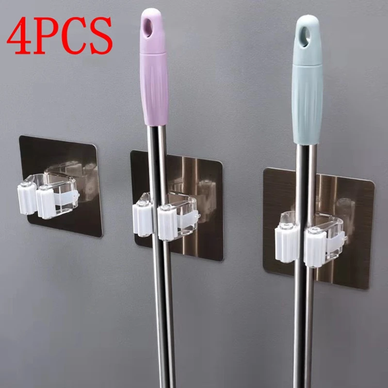 Multi-Purpose Hooks Mop Holder Wall Mounted Organizer Brush Broom Hanger Hook Kitchen Bathroom Waterproof Self-Adhesiv | Дом и сад