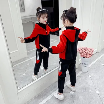 

Winter Velvet Girl Children's Clothing Set Fashion Tracksuit For Girls Boys Sports Suit Clothes Sets Girl 6 8 10 12 14 Years