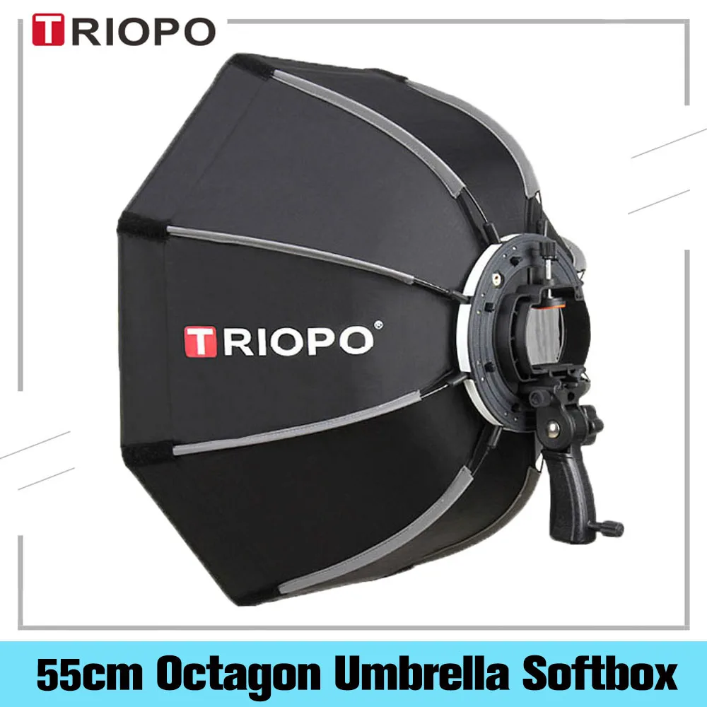 TRIOPO 55cm Foldable Octagon Umbrella Softbox Bracket Mount With Handle For Godox Speedlite Flash Photography Studio Accessories
