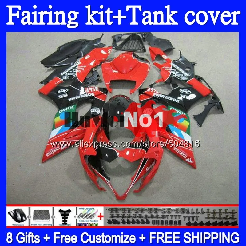 

+Tank Kit For SUZUKI GSXR-1000 GSXR 1000 1000CC CC 68MC.105 K5 GSX-R1000 GSX R1000 GSXR1000 05 06 2005 2006 JOMO Red Fairing