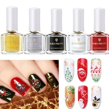 BORN PRETTY Белый Черный Цвет стемпинг ногтей покрытие Рождественская серия 6 мл Лак для ногтей DIY штамповка лак маникюрный лак