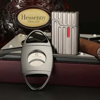 

Galiner Stainless Steel Sharp Cigar Cutter Metal Windproof Torch Flame Lighter Smoking Cigar Lighter Cutter Set