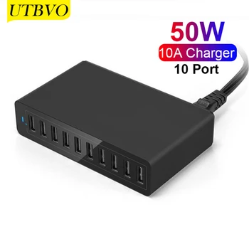 

UTBVO 50W 10 Port USB Power Adapter, Multi USB Charger for iPhone Xs/Max/XR/X/8/7/Plus, Galaxy S9/S8/S7/Edge/Plus, Note, LG, HTC