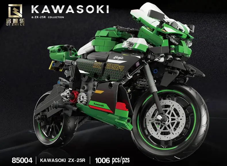 Technical Kawasaki H2R Motorcycle Model Vehicle Toys Building