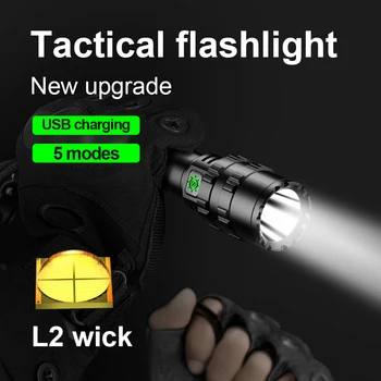 

Powerful Tactical Flashlight Led Torch Rechargeable Hand Lamp Usb Portable Flash Light with Bicycle Clip Ultra Bright Camp Light